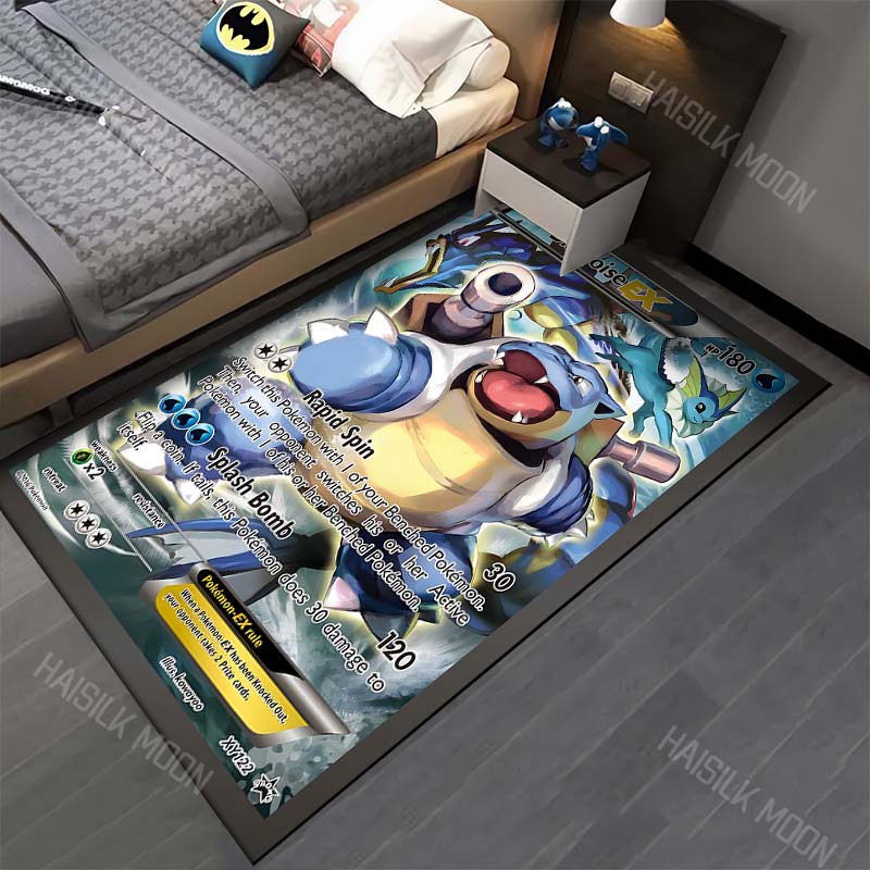 15 Sizes P-Pokemon Squirtle Cards Cartoon Carpets for Bedroom Living Room Sofa Study Large Area Decorative Rug Next Day Shipping