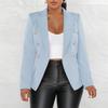 Black Women Blazers Turn Down Collar Long Sleeve Single Breated Slim Fit Button Up Causal Office Work Jackets for Ladies