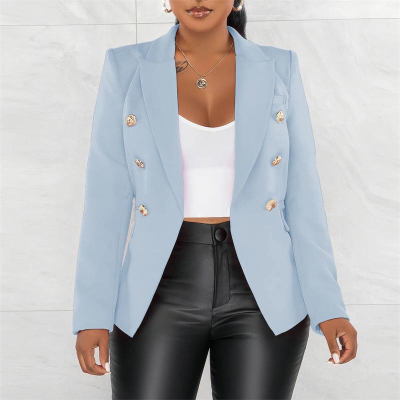 Black Women Blazers Turn Down Collar Long Sleeve Single Breated Slim Fit Button Up Causal Office Work Jackets for Ladies