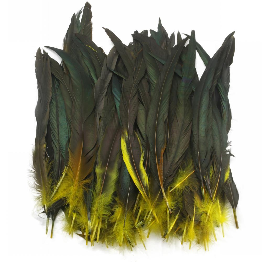 FeatherYellow Feathers for Crafts, 31 Styles Natural Pheasant, Rooster, Duck Feathers Bulk for Costume DIY, Fly Tying,Party Decoration