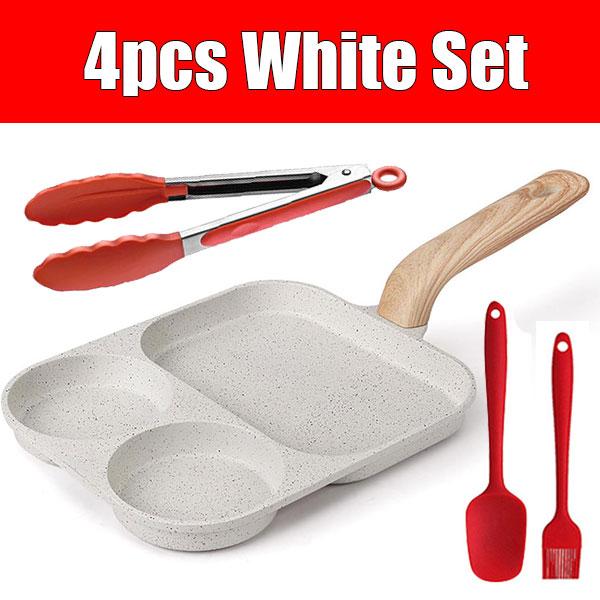 Antihaft Eierpfanne 3-in-1 Frühstück Pfannkuchenpfanne Mini Grill Omelett Steakpfanne mit hitzebeständigem Griff für alle Herdarten