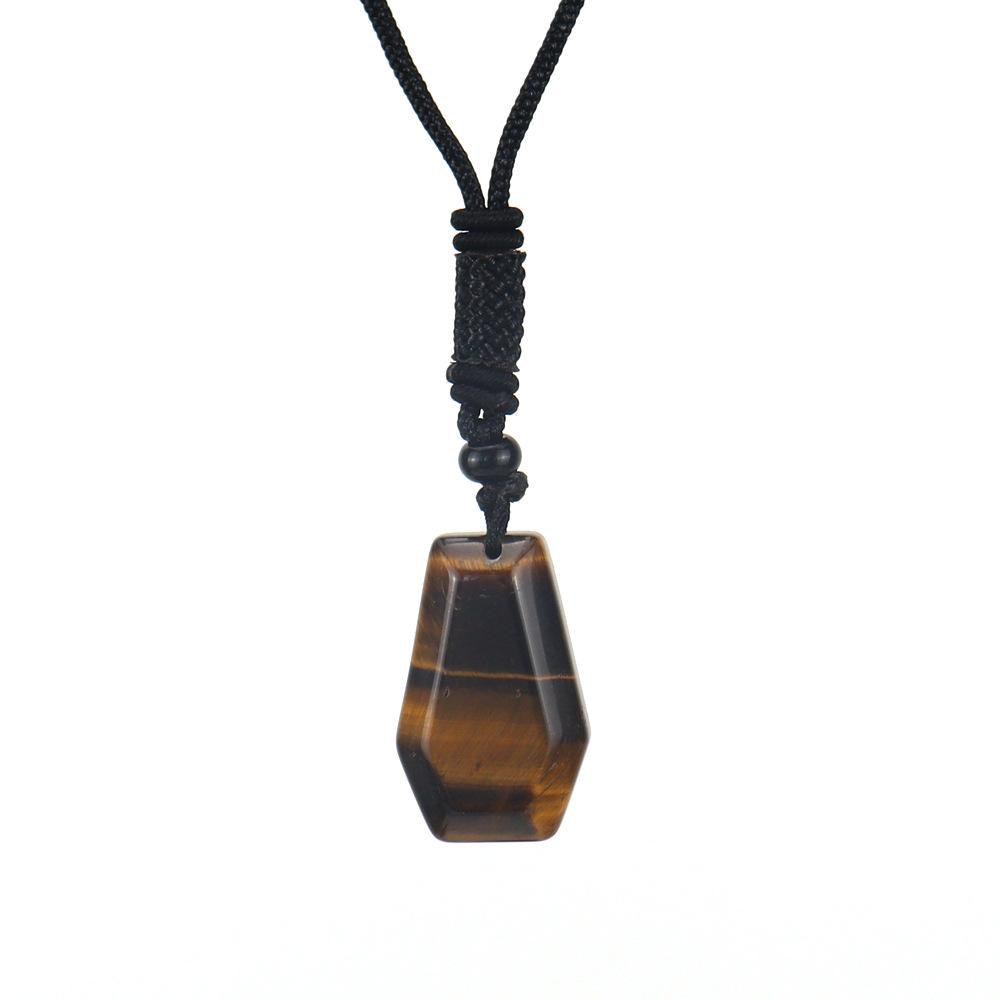 Natural Amethyst Agate Hexahedron Pendant Necklace Rough Stone Gemstone Necklace N615