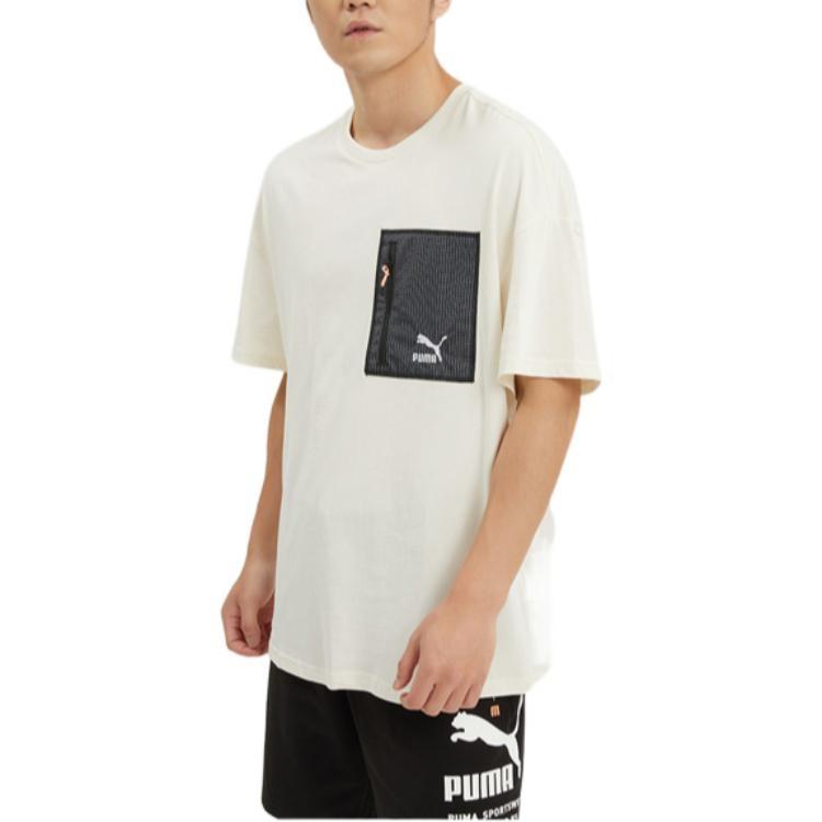 Puma Logo Zip Pocket Tee 'White' Men's 535418-65
