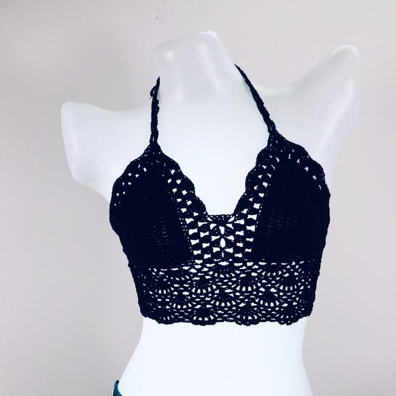 Beach BH Strikket Hollow Out Pustende Overdeler Uformell Sexy Undertøy BH