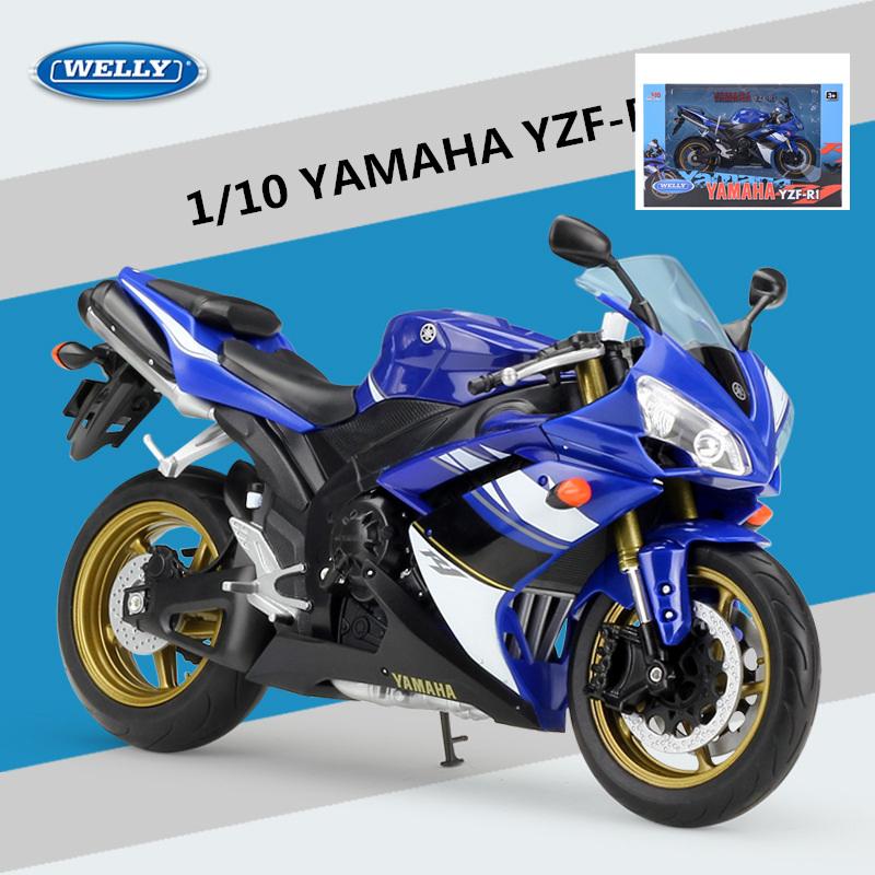 WELLY 1/10 YAMAHA YZF-R1 Alloy Racing Motorcycle Model Diecasts Metal Sports Motorcycle Model High Simulation Childrens Toy Gift