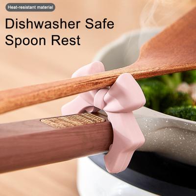 Suporte para Espátula para Panela Descanso de Colher de Silicone Design de Laço Clipe Descanso de Espátula Suporte para Panela/Frigideira para Cozinhar Mantém a Bancada da Cozinha Limpa