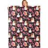 Guinea Pig and Floral Throw Blanket,Soft,Lightweight Flannel,Animal Lovers Blankets - Gifts for Kids Women Girls,for Cou