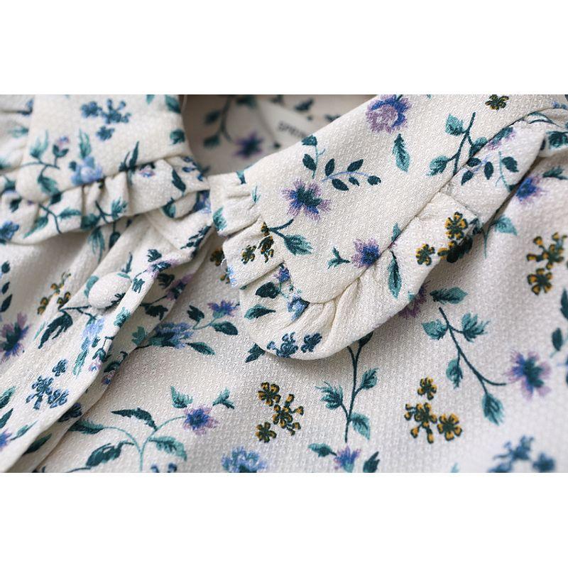 Export Export Simple Anti-Aging Ethnic Style Breathable Plaid Cotton Silk Shirt Long Sleeves Print Artificial Cotton Tops