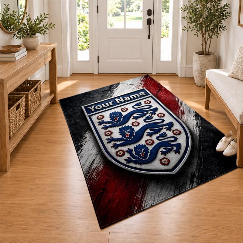 England national football team Custom Name Personalized Rug Non‑Slip Doormat Floor Carpet Housewarming Birthday Gift for Family Friends