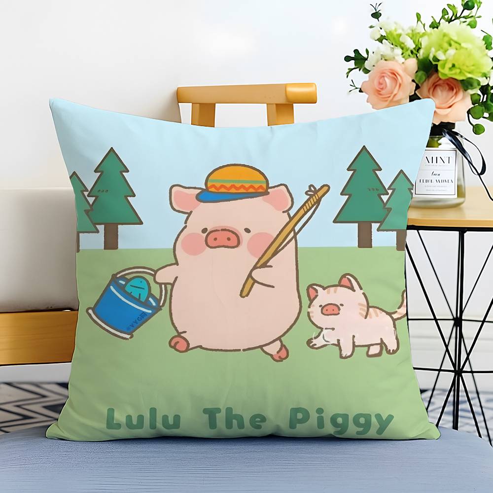

Мультяшный Милый Розовый L-Lulu Поросенок-MT Наволочка с Принтом из Матового Флиса Подушка Касание Детской Кожи Экологически Чистый Сублимационный Краситель 12x12Inch
