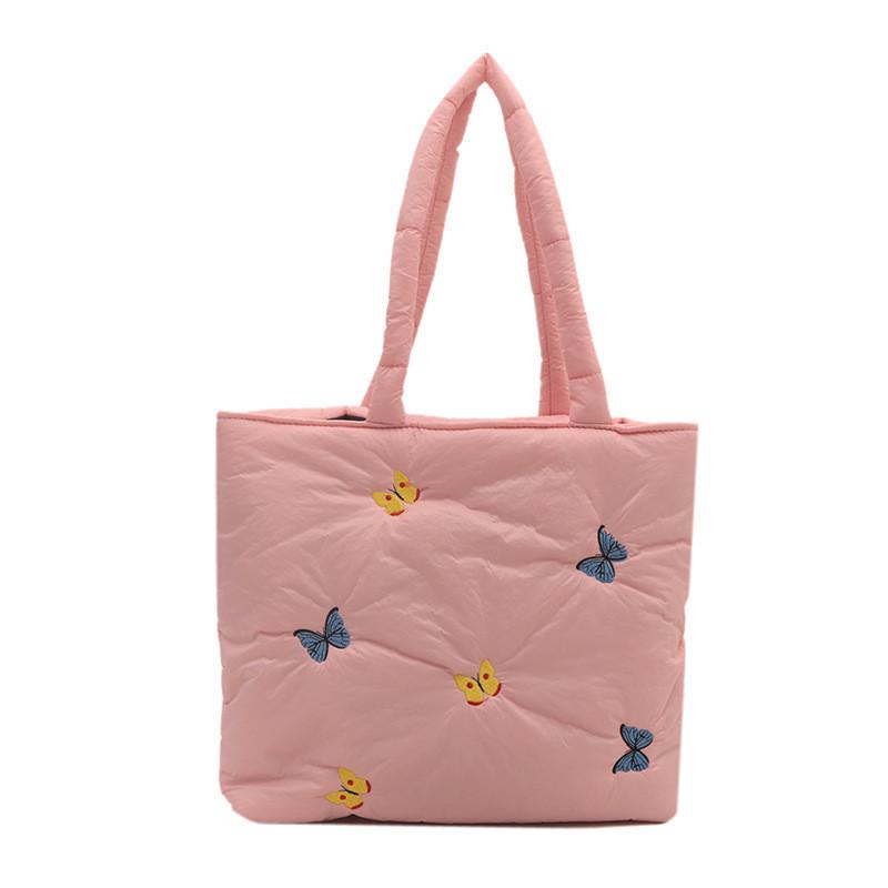 

Trendy Large Capacity Butterfly Tote Bag Perfect For Casual Daily Outfits рожевий