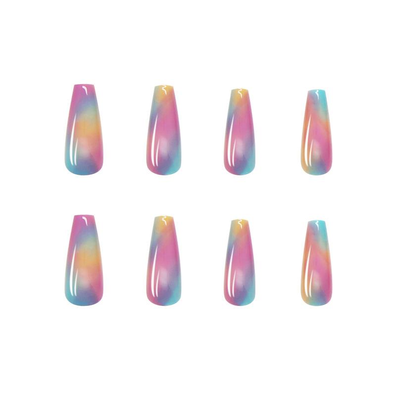 Unghie artificiali Unghie lunghe da balletto europee e americane Unghie finte arcobaleno Manicure