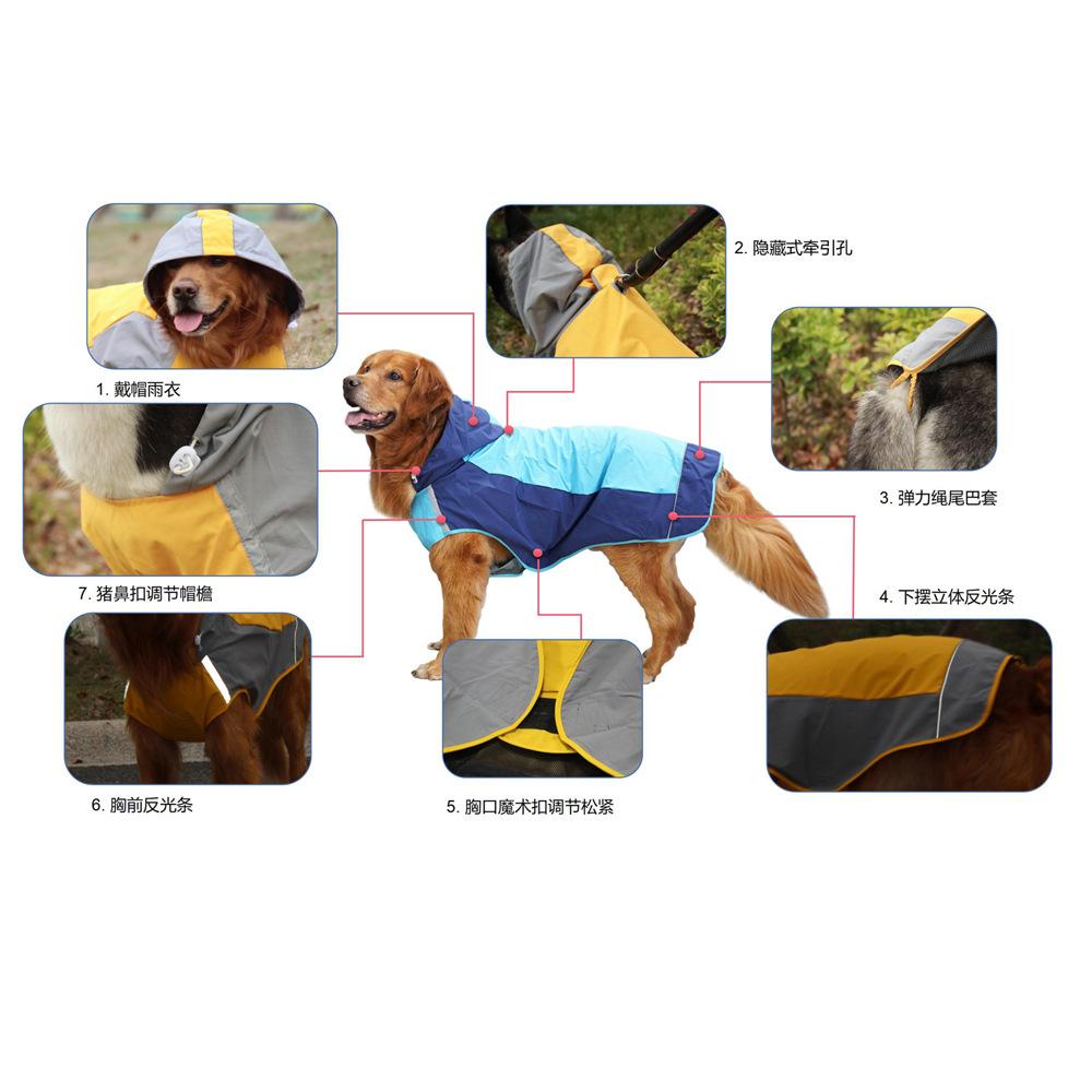 Waterproof Dog Raincoat Outdoor Pet Jacket for Large Breeds Golden Retriever All-Weather Dog Coat Pets Dog Costume Pet Clothes