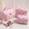 Bow Print Pink Blue Cute Makeup Bag for Women Large Capacity Toiletry Pouch Cute High Quality Cosmetic Organizer Storage Case