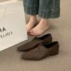 Retro British Style Square Head Small Leather Shoes Are Versatile, Commuting Is Not Tiring, Low-heeled Loafers, Lazy People Pedal Single Shoes.