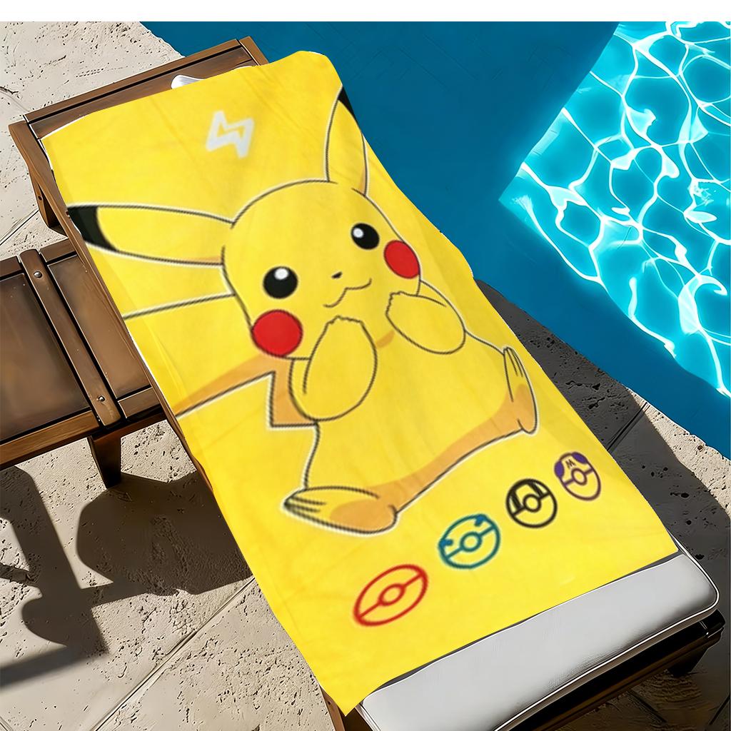 Süßes Pikachu Strandtuch Badetuch Weiches Saugfähiges Badetuch für Badezimmer Pool Yoga Strand