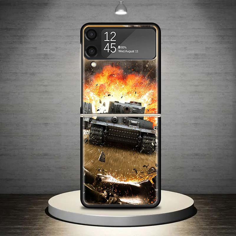 World of Tanks Phone Case For Samsung Galaxy Z Flip 7 6 5 4 3 5G Shockproof Cover Z Flip7 Flip6 ZFlip5 Flip3 Flip4 Luxury Shell