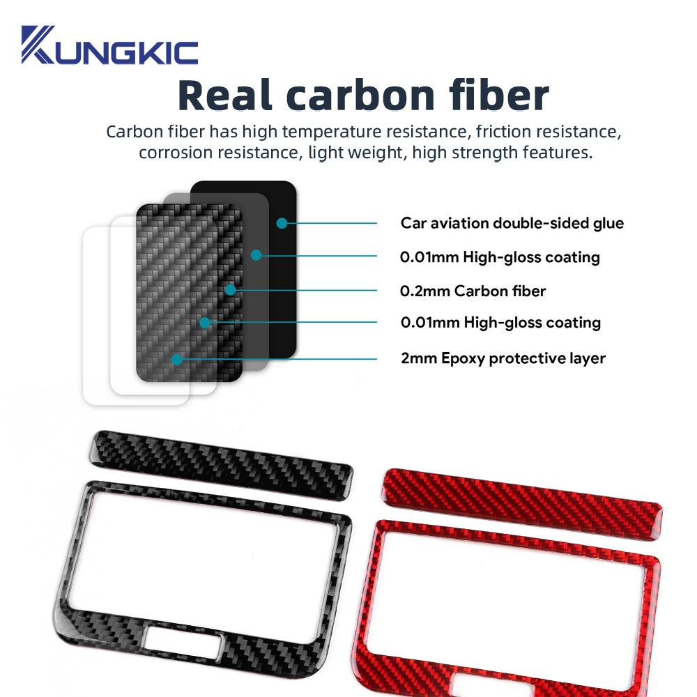 Pour Seat Leon MK3 2013 2014 2015 2016 2017 2018 2019 2020 Voiture Cadre de Garniture de Sortie d'Air Arrière Autocollant en Véritable Fibre de Carbone Souple LHD RHD