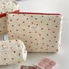 Cute Corduroy Heart Cosmetic Bags for Women Large Capacity Makeup Bag Travel Organizer