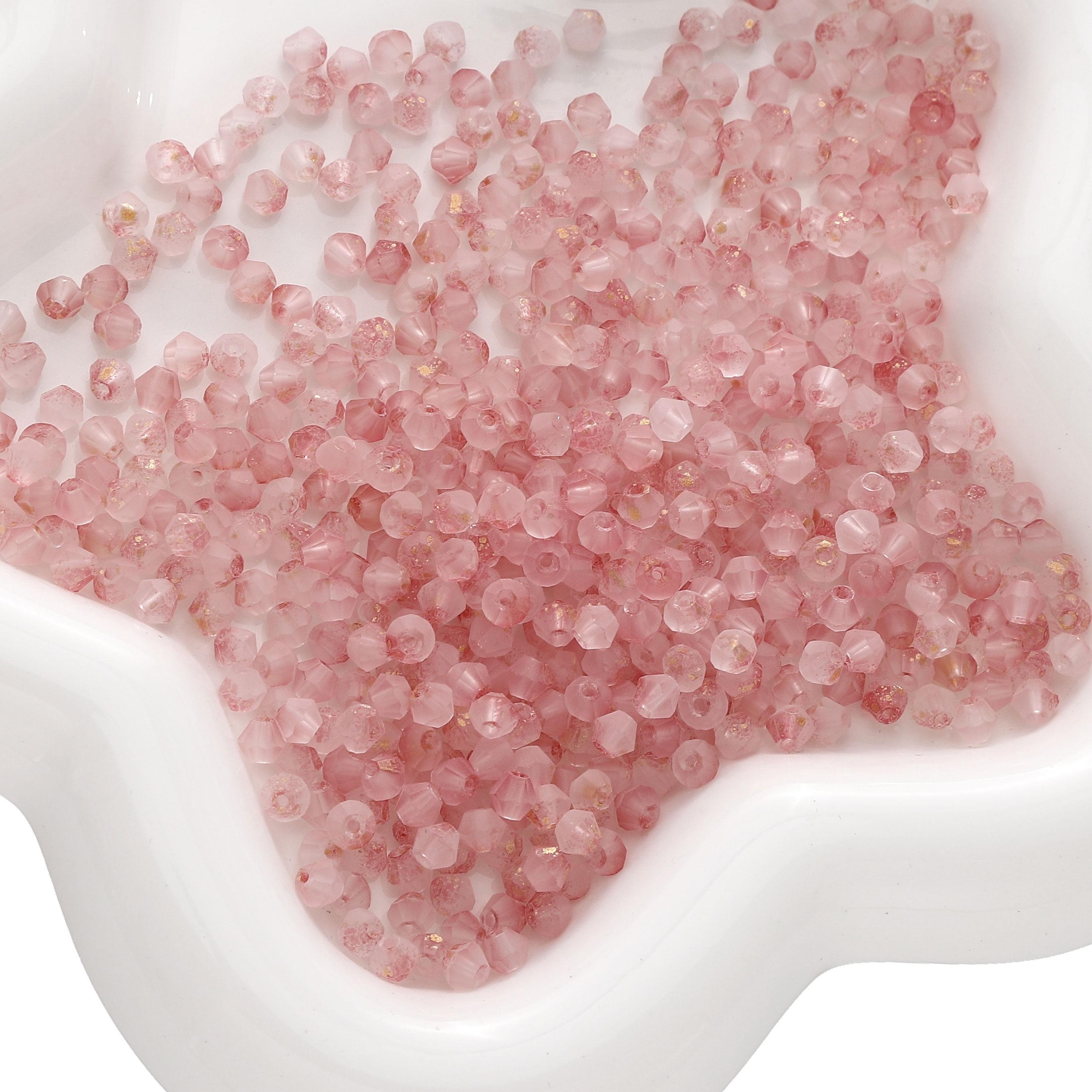 

140 шт. двухконечные граненые стеклянные бусины, глазурь, посыпка, бисер для самостоятельного изготовления браслетов, ожерелий и ювелирных изделий персиковый