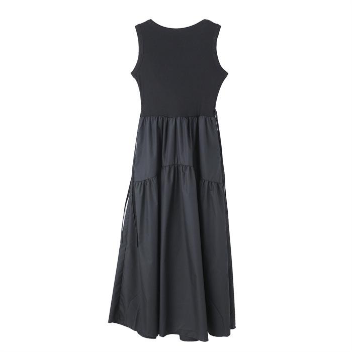 French Hepburn-Style Patchwork Vest Dress: Chic High-Waist A-Line Skirt for Summer Women