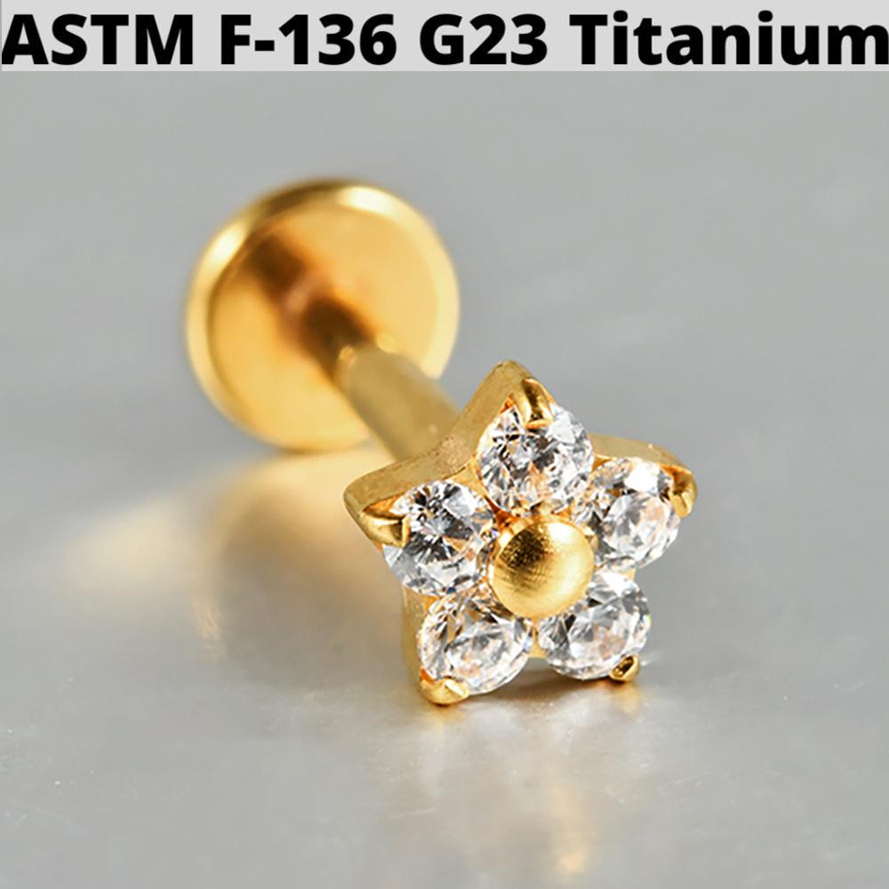 Серьга-гвоздик для хряща уха Cz Flower G23 из цельного титана 16G с внутренней резьбой Солнце Хеликс Пирсинг уха Козелок Украшение 1.2x8mm