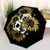 1pc Skull Sunflowers Auto Open/close, All-Season Portable Folding Umbrella for Women & Men, Travel, Everyday, Formal Events - Compact Luxury Parasol,