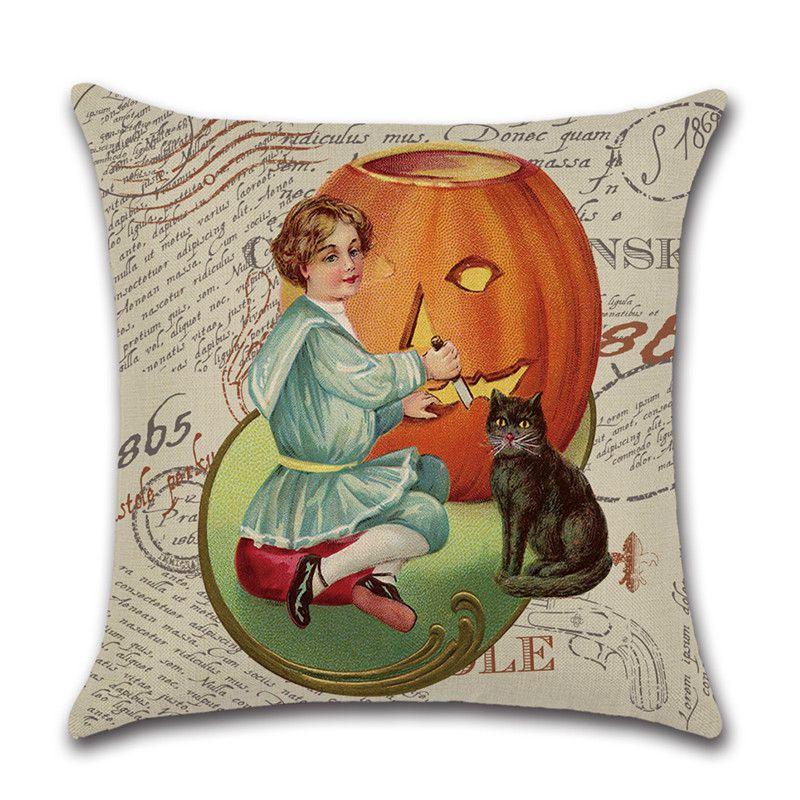 Multicolor Halloween Themed Pumpkin Animal Waist Cushion Cover For Vibrant Home Elegance