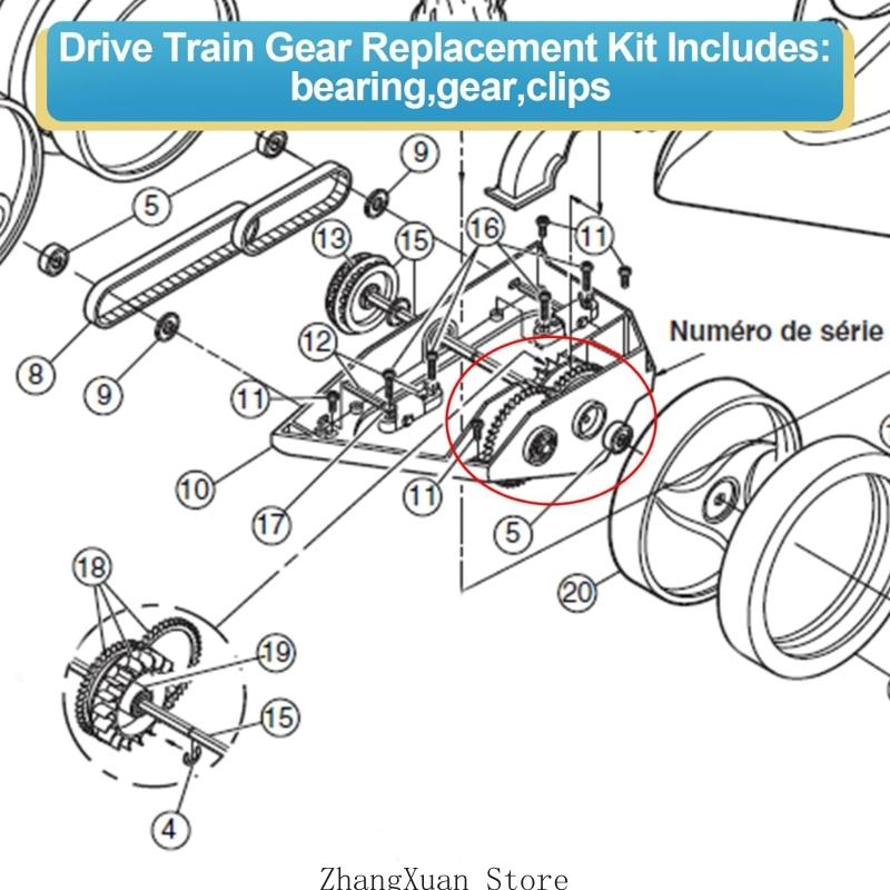 Drive Train Gear Set for 360 380 Models Pool Cleaner Parts Easy Installation 3XUF