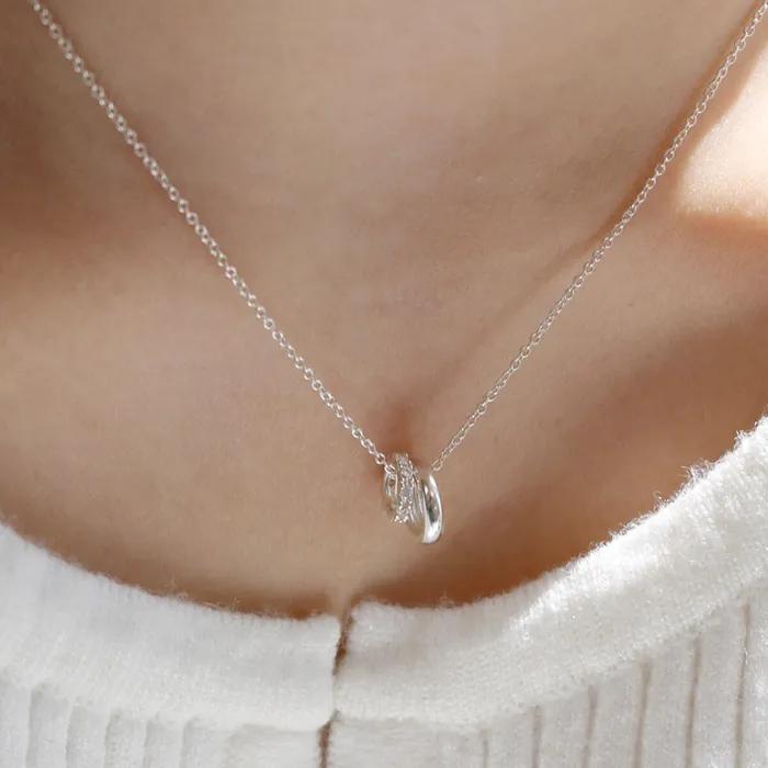 925 Silver Mini Double Cylinder Ring Necklace