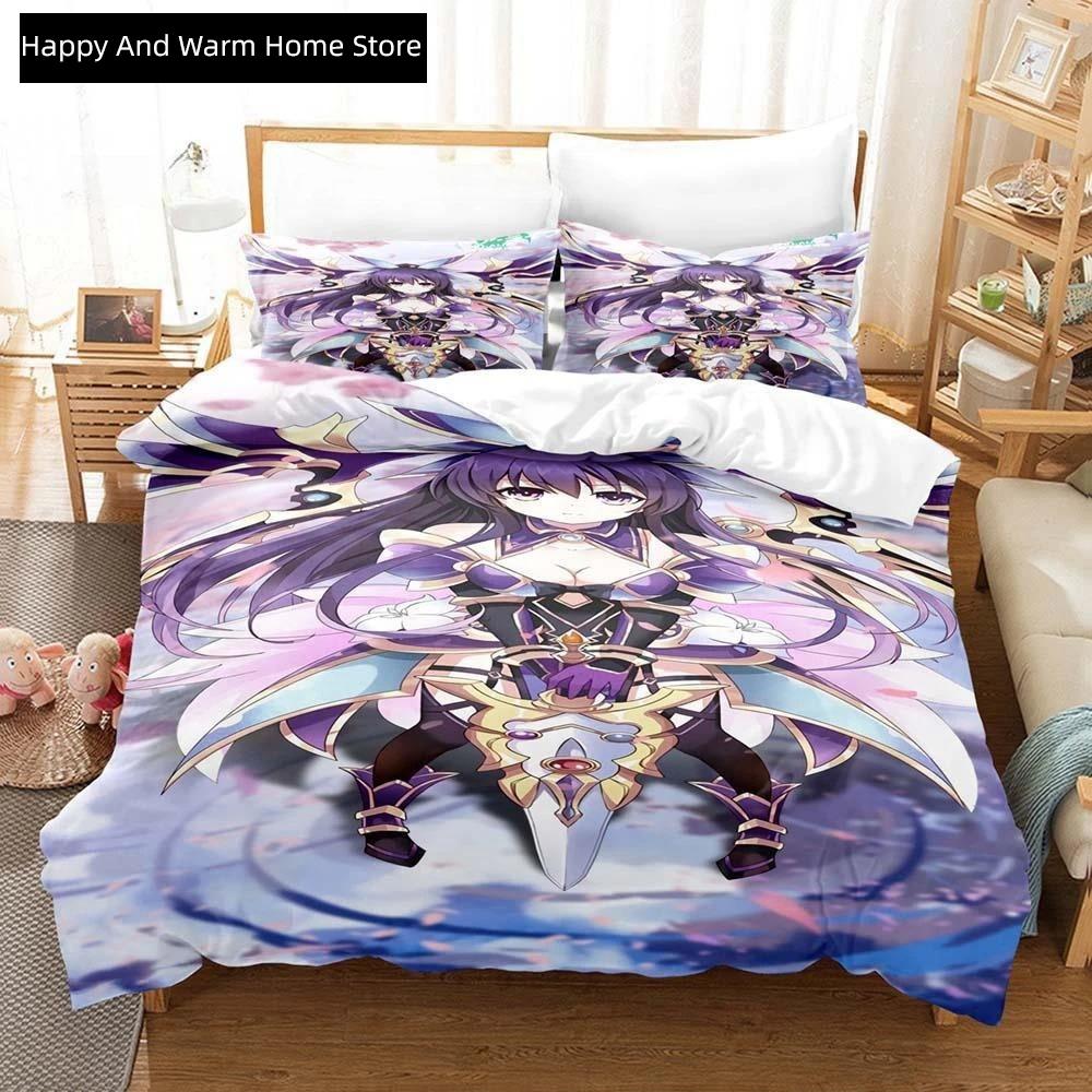 3D Anime Kawai Young Girls Date A Live IV Beding Set Single Twin Ful Quen King-Sized Dimensionsd Dimensions Bed Linen Set Adult People Young Boys