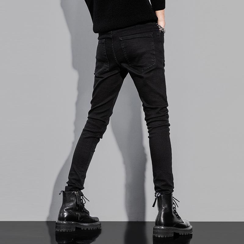 GURBAKS Мужские черные джинсы скинни облегающего кроя – Эластичные повседневные модные длинные брюки