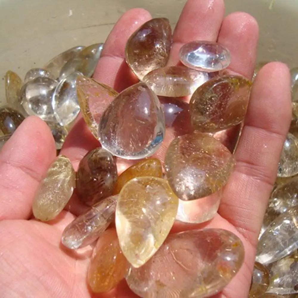 Mineral Specimens Citrine Pendant Healing Stone Rutilated Quartz Yellow Hairstone Natural Hair Crystal