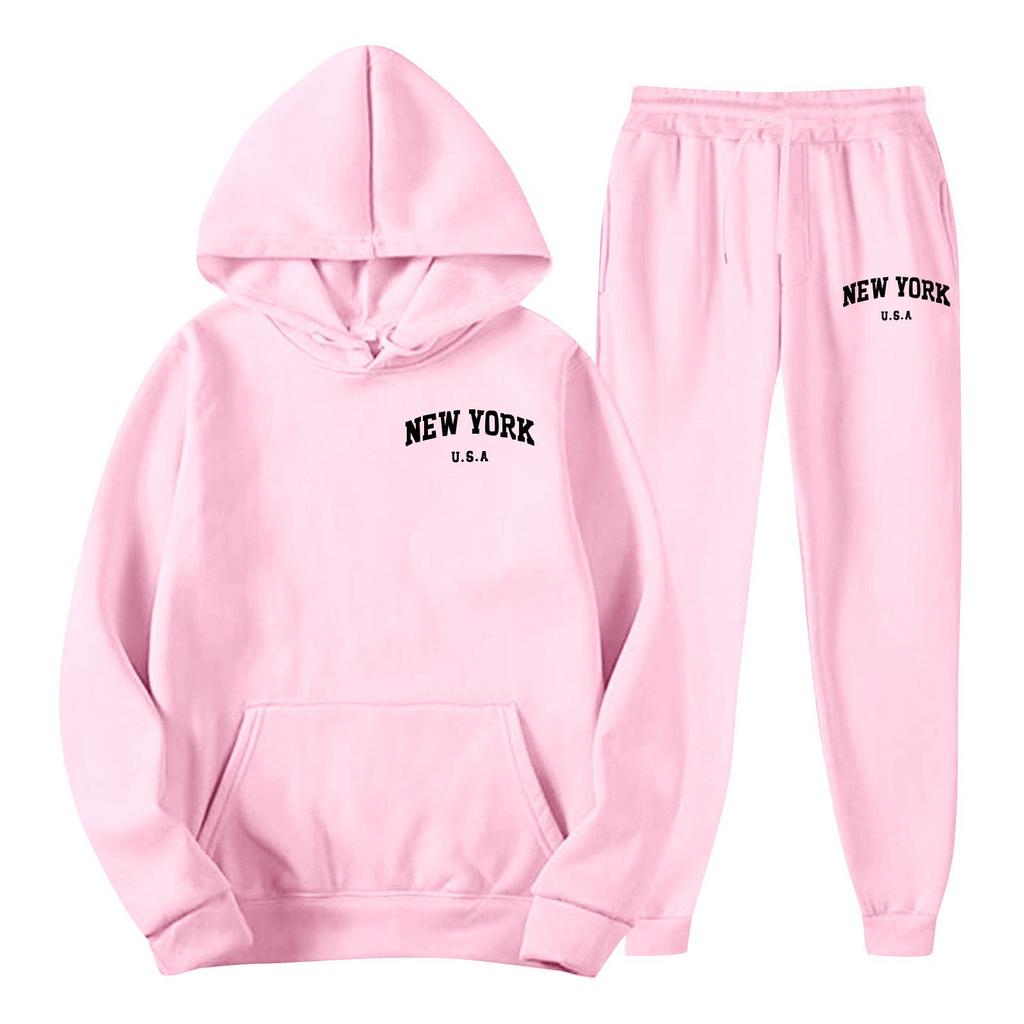 Men's Spring and Autumn Solid Color Suit Hooded Sweater Suit Trend Casual Sports Two-piece Suit