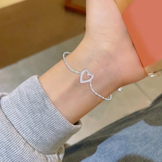 1 Pair Bracelet Heart Decor Adjustable Length Couple Bracelet Small Heart Charm