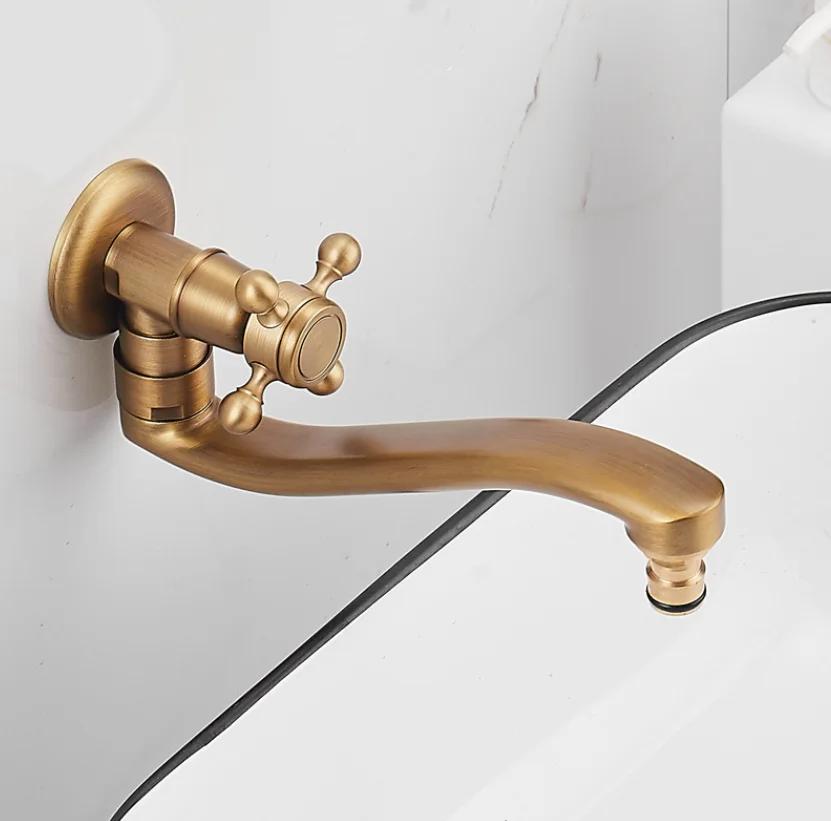 Outdoor courtyard wall mounted faucet anti-freezing single cold wash basin stone basin copper villa outdoor anti-freezing faucet