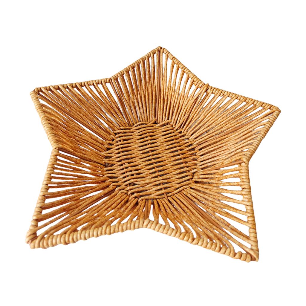 Decorative Imitation Rattan Tray Dining Table Bread Basket Desktop Storage Container for Living Room Or Office Use