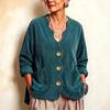 Women's Color Corduroy Button Front Cardigan Jacket, Loose Fit Casual Outerwear