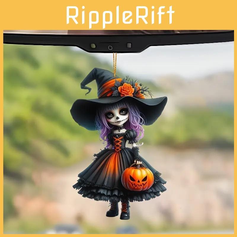 Car Halloween Acrylic Ornament Cute Witch Decor Auto Interior Accessory Tree