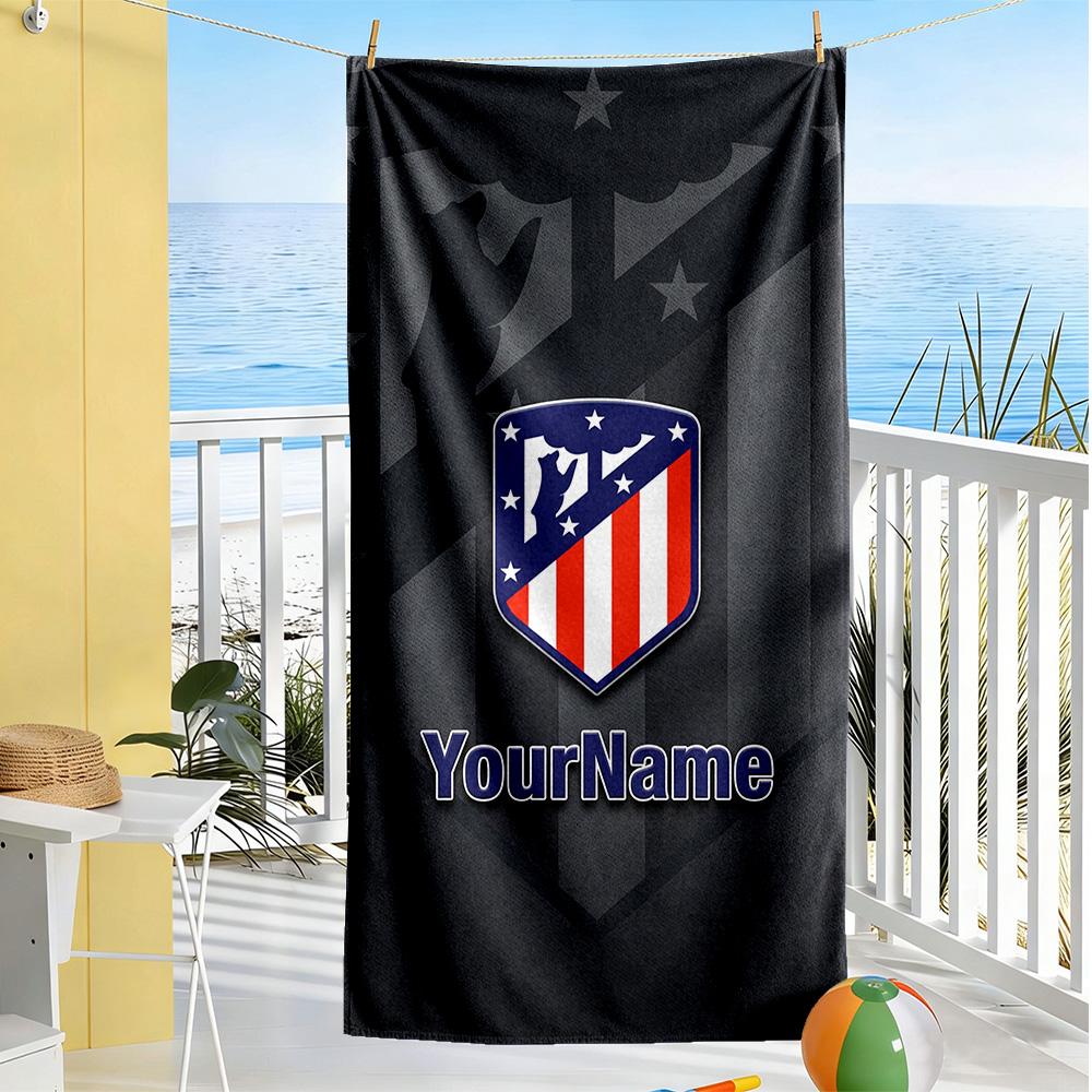 Atletico Madrid Customize Your Name Beach Towel Soft Durable Quick-Dry Suitable for Swimming Gym Camping Yoga Vacation