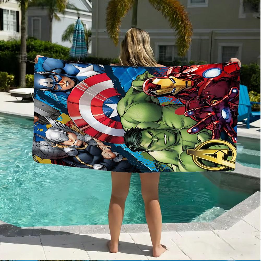 Marvel Spider-Man Print Beach Towel, Superhero Poster Quick Dry Towel, Suitable Swimming Pool Beach Ideal for Bathroom Towels