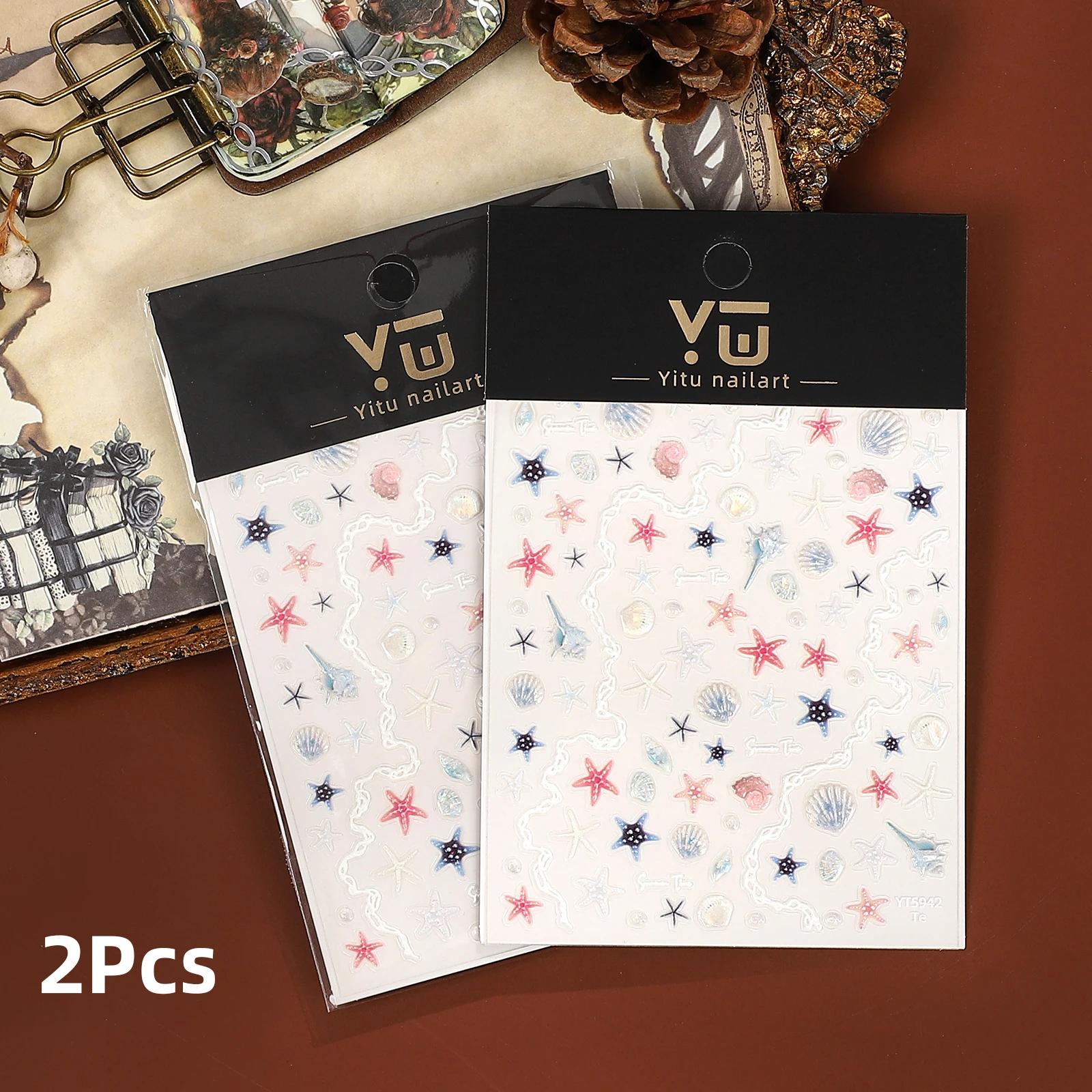 

JIANWU 2 Pcs/set Kawaii Shell Starfish Shape Landscape Manicure Material Collage PET Sticker Creative DIY Journal Stationery
