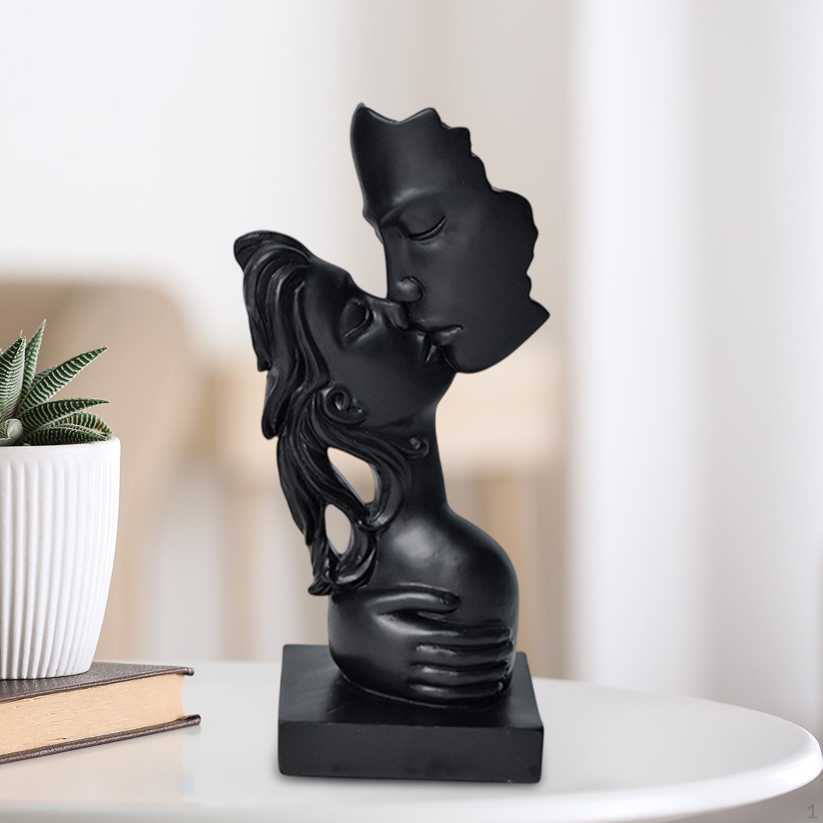 Абстрактное искусство Скульптура пары целующихся влюбленных Статуэтка Центральное украшение стола Поделки Фигурка любви чёрный