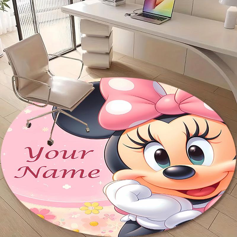 Personalized M-Minnie Round Chair Office Rug - Perfect for Mat, Office Chair & More - Ideal Gift for Birthdays and Holidays