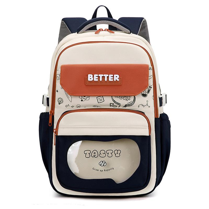 Junior High School Student Schoolbag Children Contrast Color Backpack Women's Large Capacity Backpack