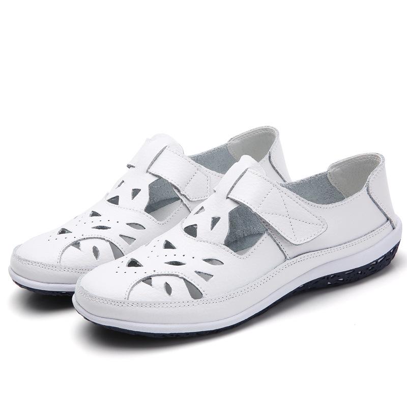 Summer Genuine Leather Retro Hollow Sandals for Women