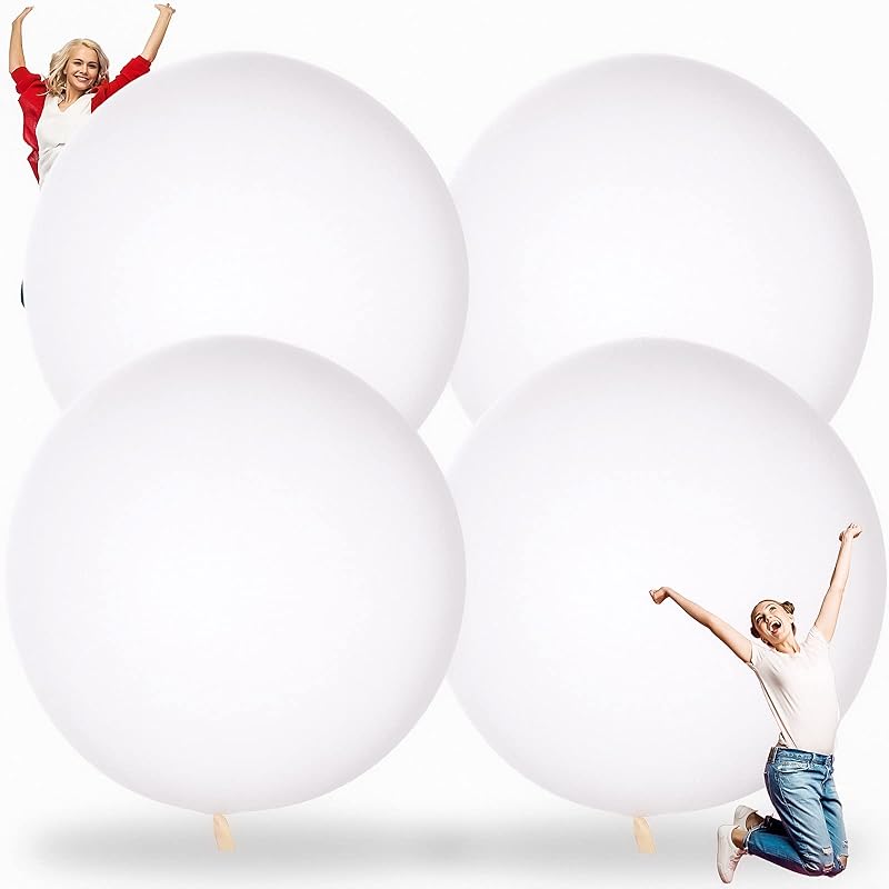 Karenhi 4 Pcs 72 Inch Giant Balloons Big Round Latex Jumbo Balloons Heavy Duty Inflatable Ball for Birthday Bridal Shower Party Decorations, Inflate
