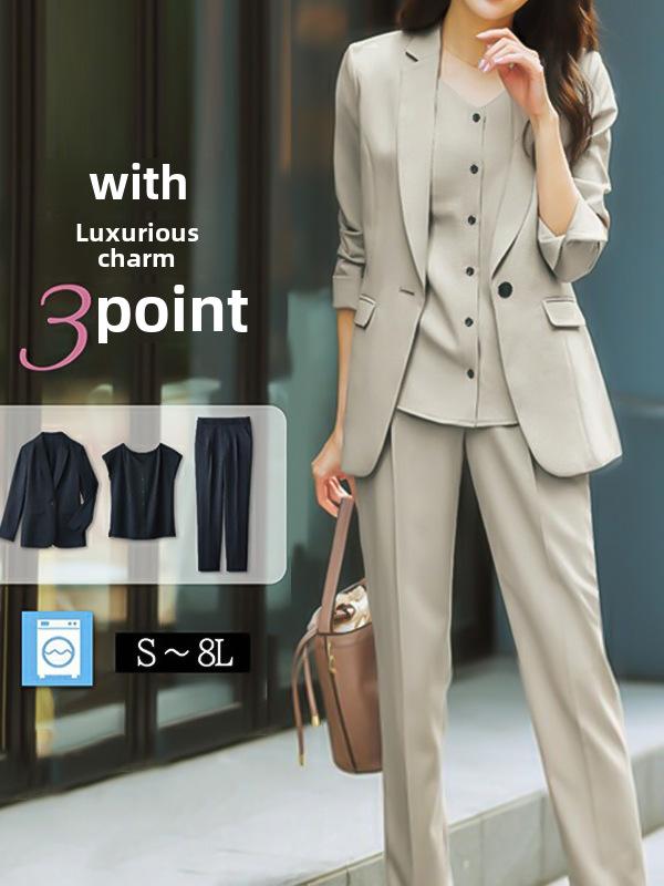 

Женский костюм-тройка в британском стиле в корейском стиле 2024 года: Комплект жилетов весна/осень в японском стиле 3XL серый/бежевый