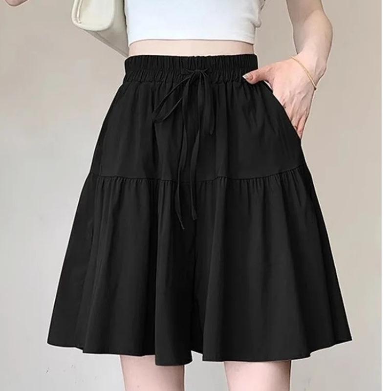 Women's Summer Ice Silk Wide-Leg Skort: Casual, Lightweight, Plus Size 5-Point Length