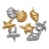 20pcs Stainless Steel Hollow Seashell Conches Turtle Charms Pendant  for DIY Jewelry Bracelet Necklace Findings Earrings Making